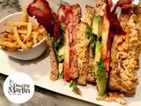Club sandwich and fries at Dancing Marlin