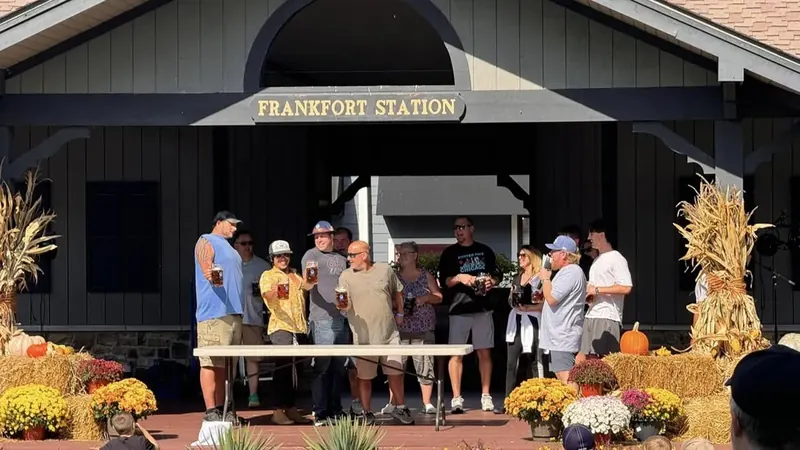 Crowd at the First Annual Frankforter Oktoberfest outside Frankfort Station