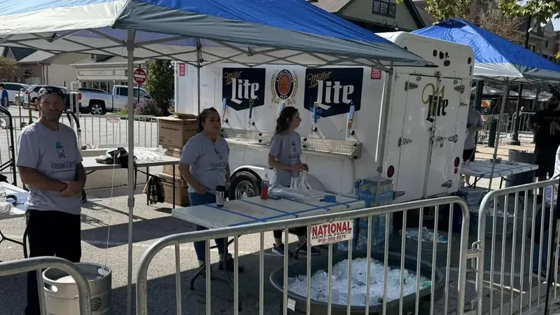 Vendor tents and beer trailer at the Frankforter Oktoberfest
